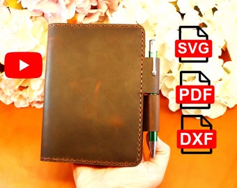 Leather Journal Planner Pattern,  Leather A6  Notebook Cover /A4 and Us Letter PDF/ SVG / DXF /Diy Pattern / Leather Pattern/ Tutorial Video