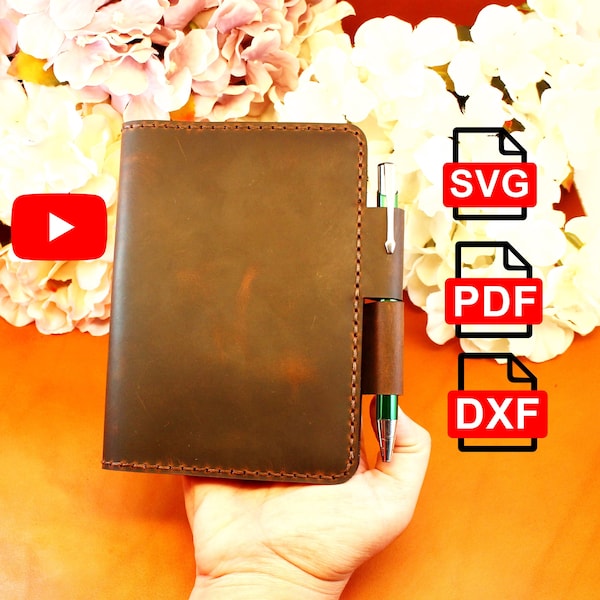 Leather Journal Planner Pattern,  Leather A6  Notebook Cover /A4 and Us Letter PDF/ SVG / DXF /Diy Pattern / Leather Pattern/ Tutorial Video