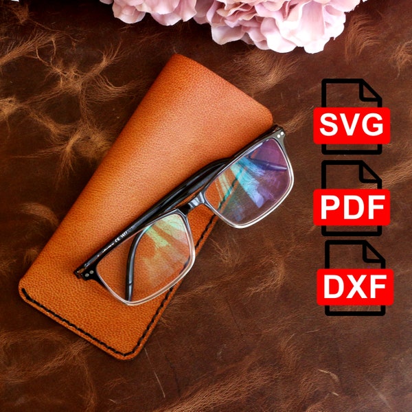 Leather Glasses Case Pattern/Leather Glasses Case Template /A4 and Us Letter Pdf/ Svg / Dxf DIY / For Laser Cut /Pdf and Svg /Template