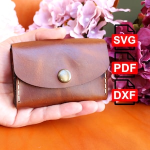 PDF,SVG y DXF Patrón Cartera de tarjeta de visita de cuero /Titular de tarjeta de cuero Pdf, Svg, Dxf, Plantilla de caja de tarjeta de cuero, Patrón de billetera de cuero