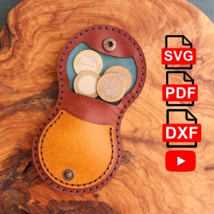 Modello di portamonete in pelle PDF, SVG, modello DXF, modello di portamonete PDF e SVG, DXF (pronto per il taglio laser) Modello/video tutorial per portamonete
