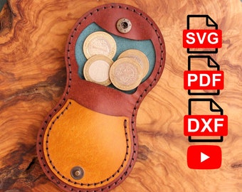 Leather Coin Pouch Template: PDF, SVG, DXF Pattern (Laser Cut Ready)