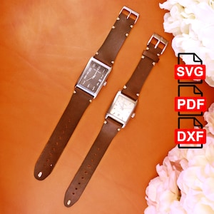 Conjunto de plantillas de correa de reloj Conjunto de plantillas/patrones (18-19-20-21-22-23-24-25-26 mm) /A4 y Us Letter Pdf/ Svg / Dxf Laser Cut