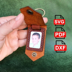 Padrão de chaveiro de couro com foto, modelo digital PDF-SVG-DXF, modelo de chaveiro de couro, pronto para corte a laser, carta A4 EUA pdf