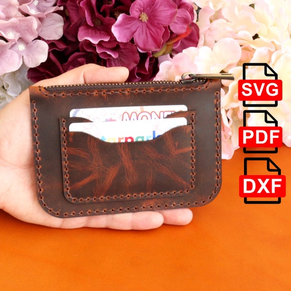 Leather Zipper Wallet Pattern, Leather Card Holder Wallet Pattern , A4 and Us Letter Pdf/ Svg / Dxf DIY / For Laser Cut /Pdf and Svg,