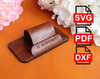 Leather Business Cards Holder - Card Stand / A4 and Us Letter Pdf / Svg / Dxf/ DIY / Laser Cut Ready  /  Pdf and Svg / Template,Desktop