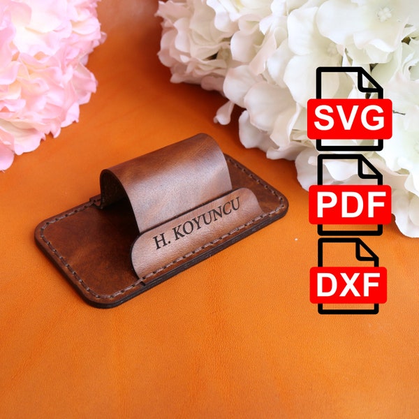 Leather Business Cards Holder - Card Stand / A4 and Us Letter Pdf / Svg / Dxf/ DIY / Laser Cut Ready  /  Pdf and Svg / Template,Desktop