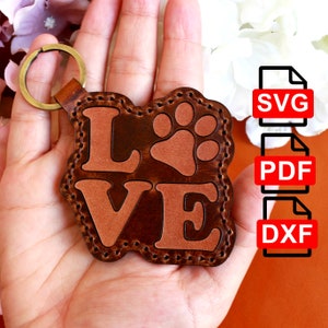 Leather Keychain  Digital PDF-SVG-DXF Pattern, Leather Key Fob Template, Diy, Leather Good Pattern