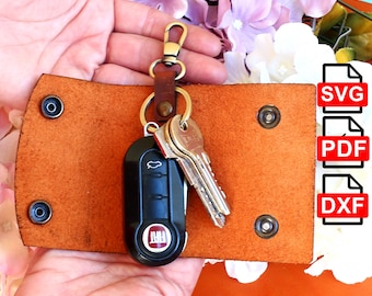 Leather Key Holder Template, Seamless Key Pouch (PDF, SVG, DXF)
