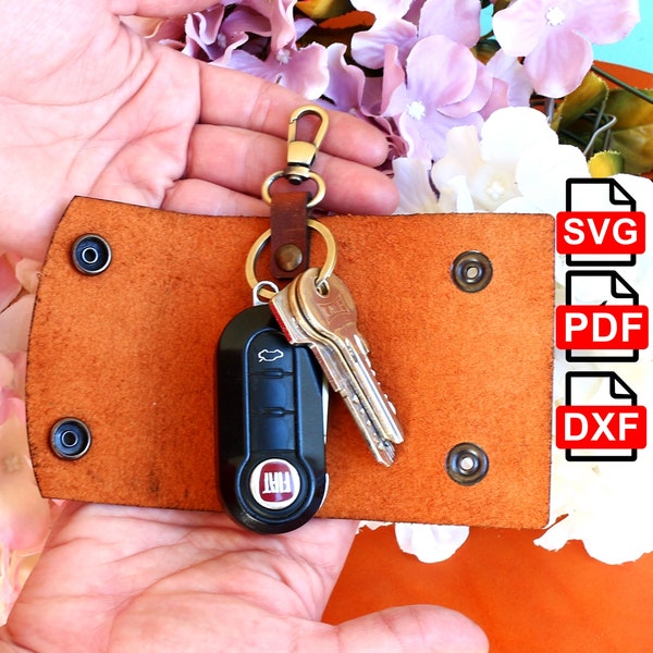 Seamless Leather Key Holder PDF, SVG and DXF, Us Letter Patterns. Leather Key Pouch. Keys Cover. Leather Keychain Template,Diy