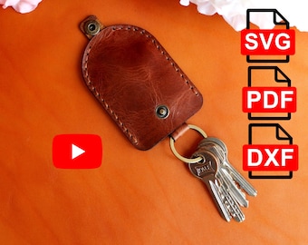 Porte-clés en cuir, motifs PDF, SVG et DXF. Étui à clés en cuir. Couvre-clés. Modèle de porte-clés en cuir/Modèle de bricolage/Tutoriel vidéo