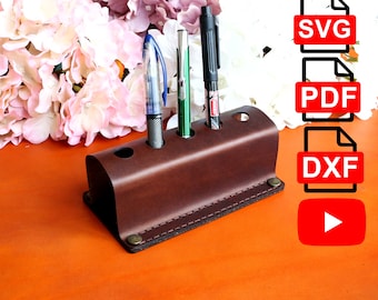 Modèle de porte-stylo en cuir : prêt à être découpé au laser (PDF, SVG, DXF)