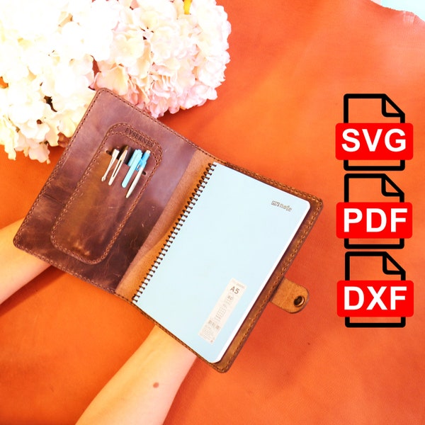 Housse pour ordinateur portable A5 en cuir/A4 et lettre US PDF/SVG/DXFLather Journal Planner/Agenda/Motif, Pdf, Svg et Dxf en cuir