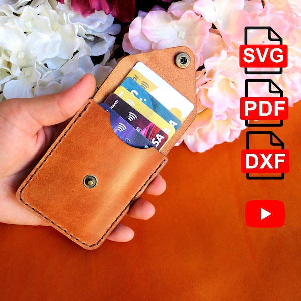 Leather Card Holder Template/Leather Card Holder Pattern /A4 and Us Letter Pdf/ Svg / Dxf/ Diy Pattern/For Laser Cut/Tutorial Video