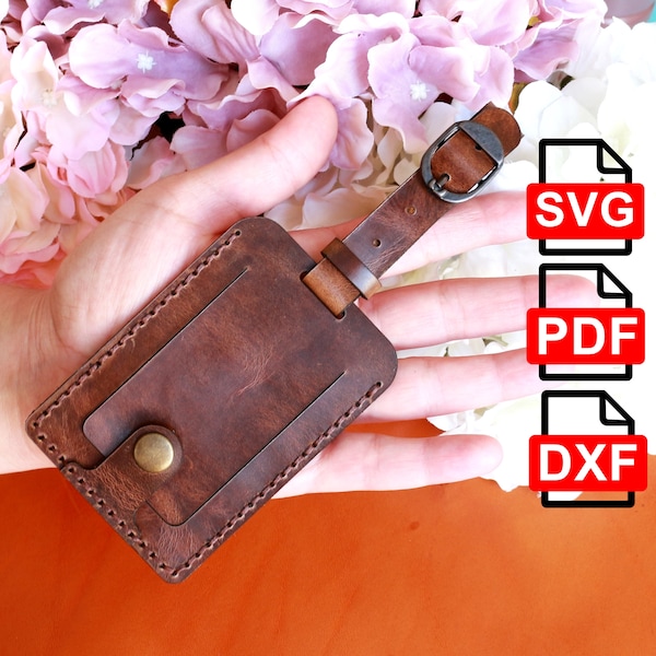 Leather Luggage Tag Template /A4 and Us Letter PDF/ SVG / DXF /  For Laser Cut Ready / Luggage Tag  Pattern