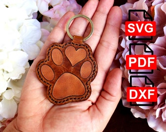 Modelo de chaveiro digital PDF-SVG-DXF de couro