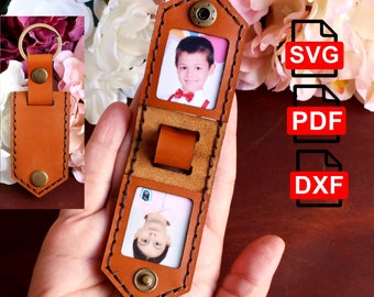 Leather Keychain Template with Photo: PDF SVG DXF Pattern Files
