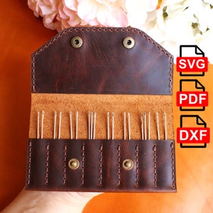 Leder-Nadeletui PDF-, SVG- und DXF-Muster, Leder-DIY, (Laserschnitt), Leder-Nadelkissenmuster