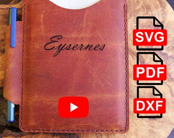 Plantilla de caja de cuaderno A6 de cuero, patrón de planificador de diario, A4 y carta estadounidense PDF/ SVG / DXF, patrón de bricolaje, patrón de cubierta de cuaderno de cuero A6