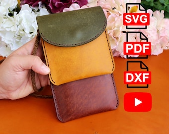 Leather Phone Bag Pattern /Leather Phone Bag Template /A4 and Us Letter Pdf/ Svg / Dxf DIY / For Laser Cut /Pdf and Svg/ Digital  Pattern
