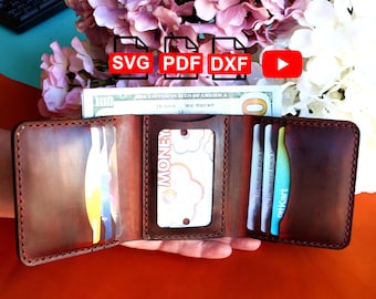 Leather Long Wallet Pattern (PDF, SVG, DXF) + Tutorial Video