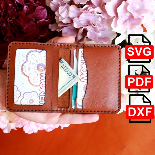 Leather Id Window Card Holder Wallet / Pattern / Leather Wallet/A4 and Us Letter Pdf/ Svg / Dxf DIY / For Laser Cut / Card Holder Template