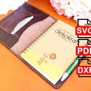 Leather A6  Notebook Cover /A4 and Us Letter PDF/ SVG / DXF Leather Journal Planner/Diary / Pattern, Pdf, Svg and Dxf Leather Pattern
