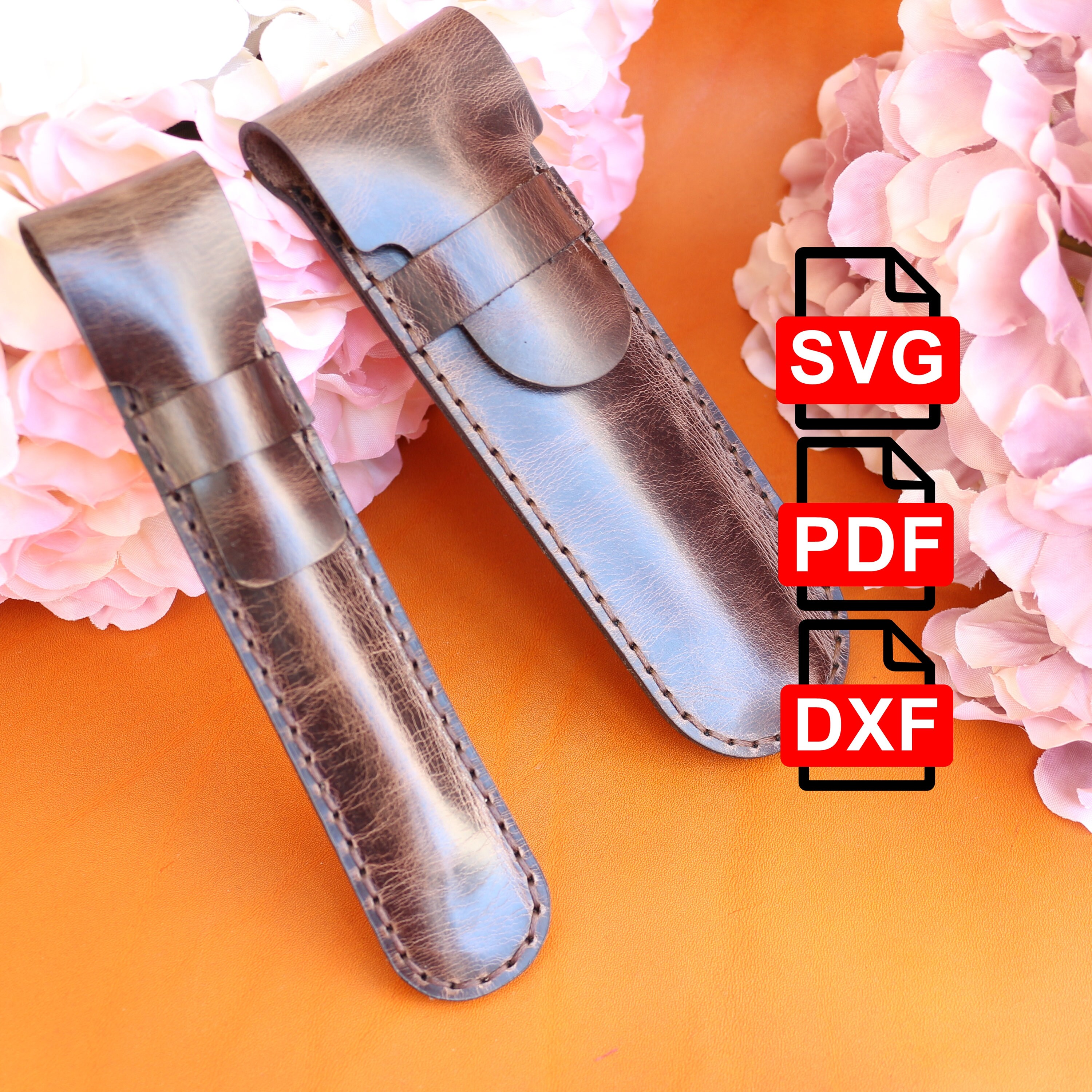 Leather Pen Case Pattern SVG PDF Minimalist Pen Holder Case With