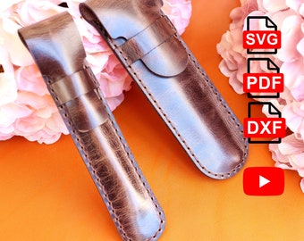 Modèle d'étui à stylos en cuir : modèles pour 1 et 2 stylos (PDF, SVG, DXF)