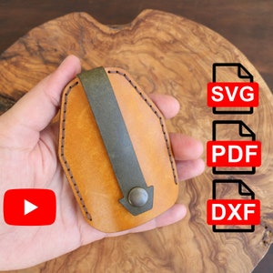 Leather Keychain PDF, SVG and DXF Pattern. Leather Key Pouch. Keys Cover. Leather Key Holder Template. Leather Tutorial.Key Rings Pattern