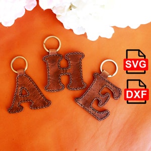 Leather Keychains Cooper Black 26 Letter Digital Pattern For LASER CUTTING -  - Leather Alphabet Key Fob (Svg,DXF,)