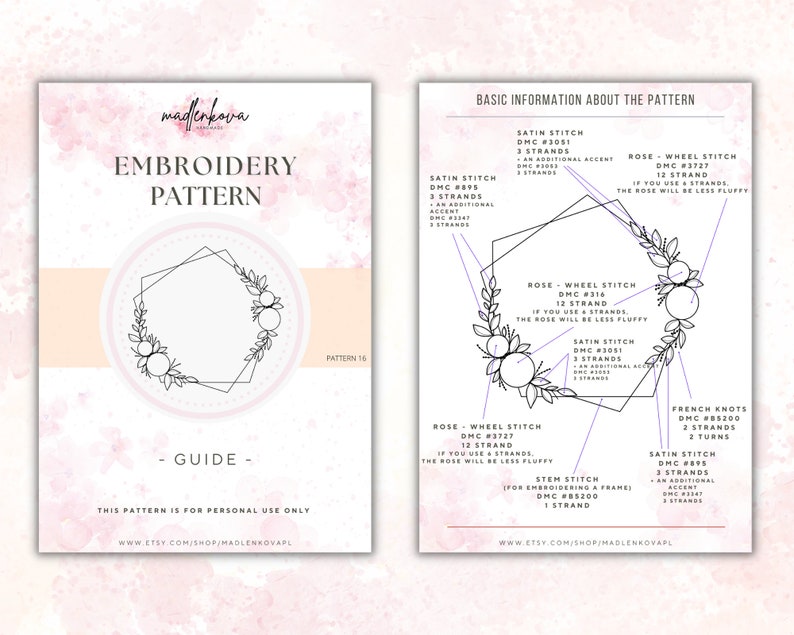 floral embroidery pattern, embroidery hoop design with roses, custom embroidery pattern, wedding anniversary diy gift, moder hoop pattern image 3