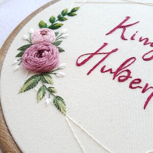 floral embroidery pattern, embroidery hoop design with roses, custom embroidery pattern, wedding anniversary diy gift, moder hoop pattern image 6