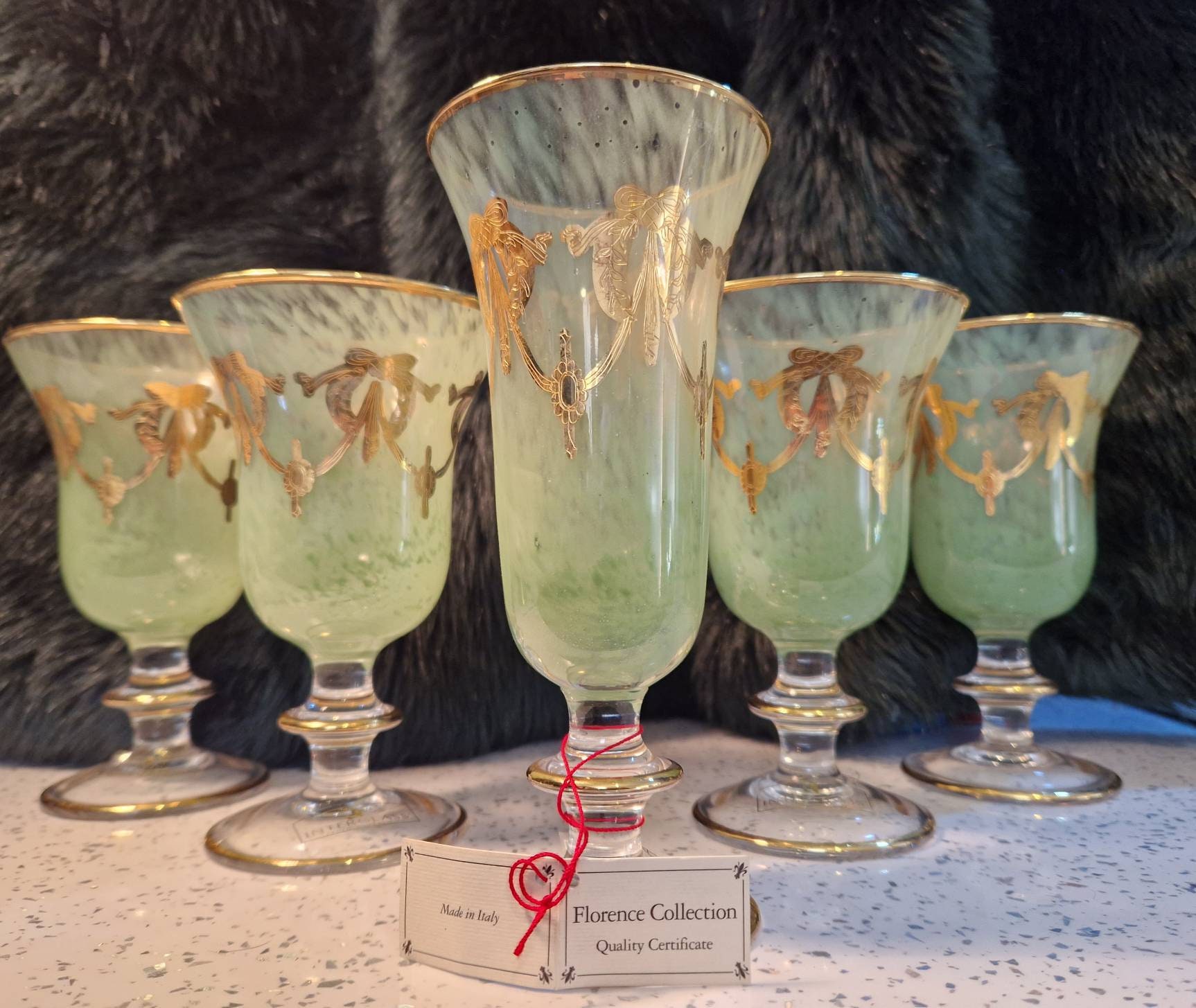 Elle Decor Embossed Goblets Glasses, Vintage Glassware Sets, Water Goblets  For Party, Wedding, & Daily Use, Set Of 6, Jade : Target