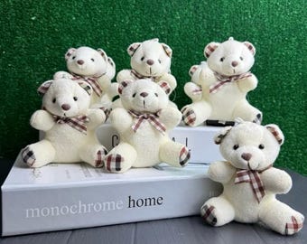 Mini Plush Teddy Bear 2 Pcs. And More Keychain – 10 cm Soft Teddy Bear Keyring, Cute Gift for Baby Shower, Birthday Gift, Bag Charm