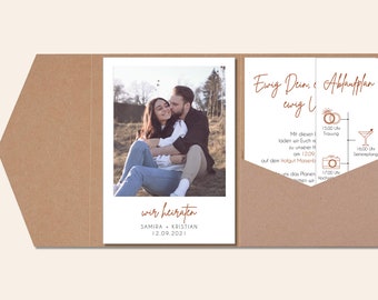 Einladungskarte Hochzeit Pocketfold Hochzeitskarten Hochzeitseinladungen Hochzeitspapeterie personalisierte Einladungskarten