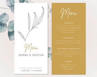 Wedding Menu Cards Gold