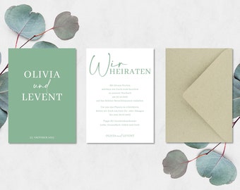 Einladungskarten Hochzeit Hochzeitseinladung Olive Lavendel Flieder