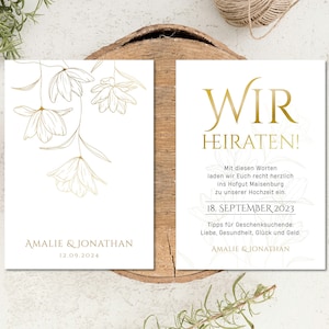 Einladung Hochzeit Hochzeitskarte Hochzeitseinladung Gold Einladungskarte
