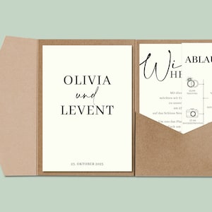 Hochzeitseinladung, Einladung zur Hochzeit, Pocketfold, rustikale Karte, elegante Einladung mit Pocketfold Bild 2
