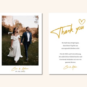 Hochzeit Dankeskarte mit Umschlag Danksagung Gold