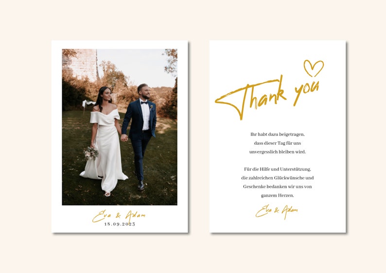 Wedding thank you card with envelope thank you image 5