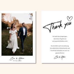Hochzeit Dankeskarte mit Umschlag Danksagung Schwarz