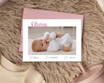Biglietto di ringraziamento per la nascita - biglietto per neonato con foto - biglietto di nascita personalizzato per dire grazie
