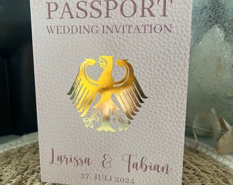 Wedding invitation, wedding invitation, passport invitation, gold invitation, travel invitation, honeymoon