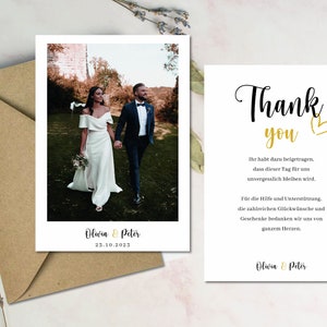 Dankeskarte Hochzeit, Dankeskarte mit Bild, Thank you, Dankeschön, Danksagung