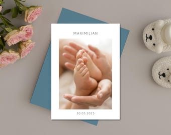 Biglietto di auguri per neonati con foto, annuncio di nascita - biglietto di auguri di nascita personalizzato per ringraziare