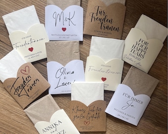 Heart-shaped tissue band | Wedding tears | Wedding tissues | Wedding tears tissues | Church program insert