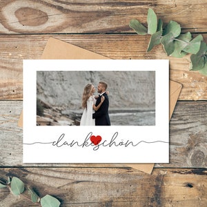 Dankeskarte Hochzeit Danksagung Minimalistisch mit Foto Querformat