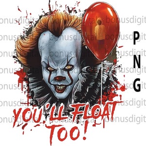thumbnail image 2 of "You'll Float Too" Balloon Vinyl Decal Sticker - IT Halloween Pennywise Clown (Oracal) 2 of 5